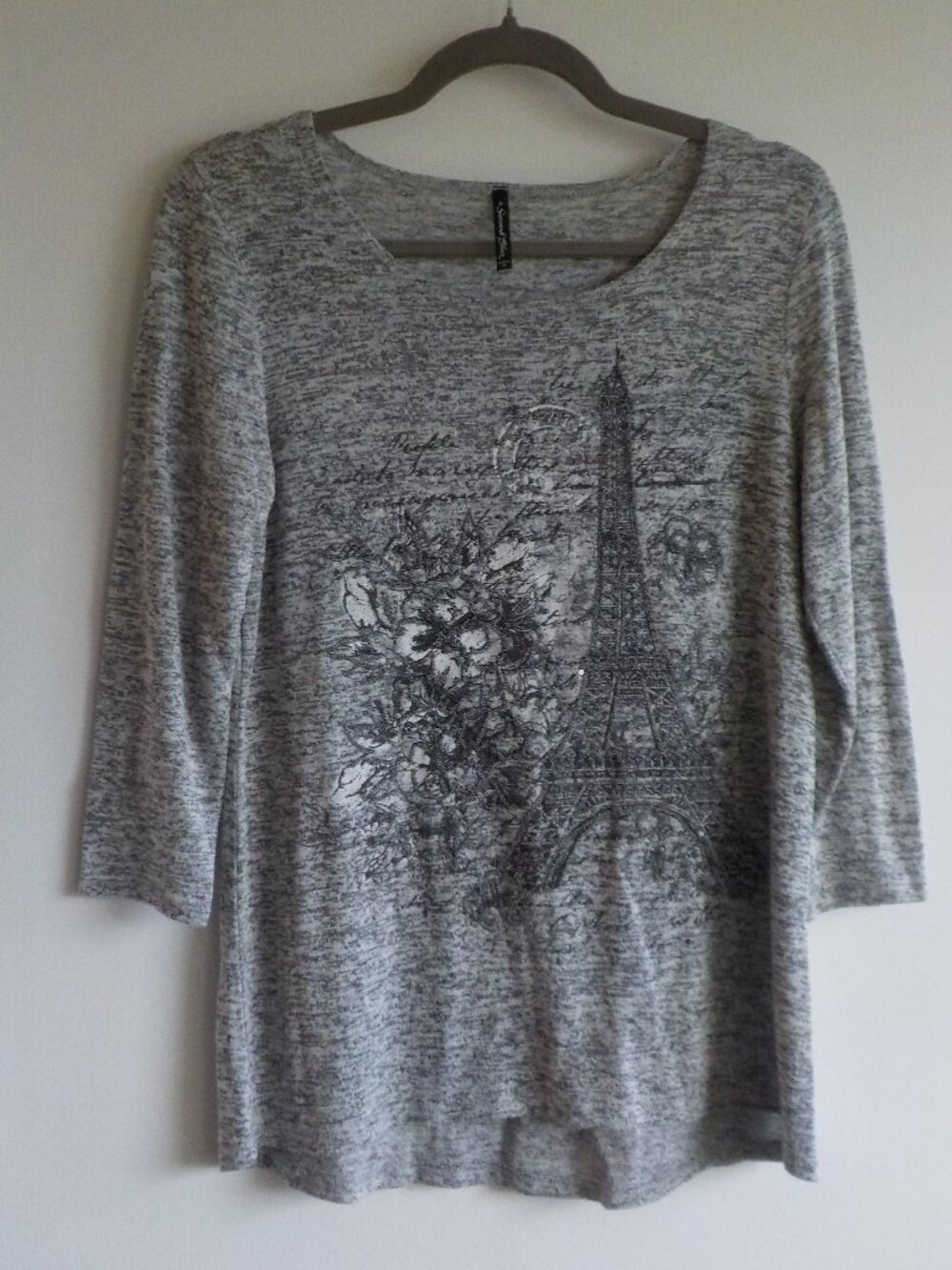 Savanah Blues Sweater Top - Small - PARIS Grey 3/4 Sleeves (2149)